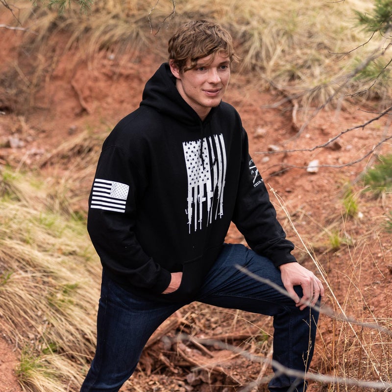 Grunt Style Rifle Flag 2.0 - Men's Hoodie (Black, XXX-Large) - Image 4